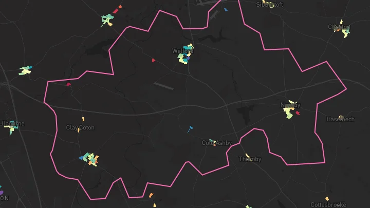 House price heatmap showing property values across Welford