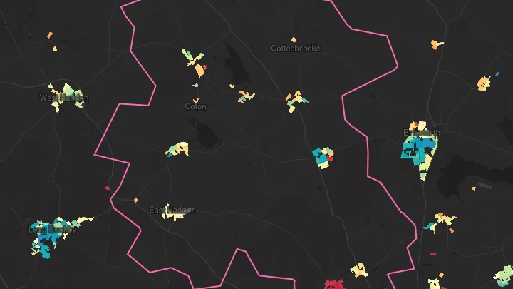 House price heatmap showing property values across Spratton