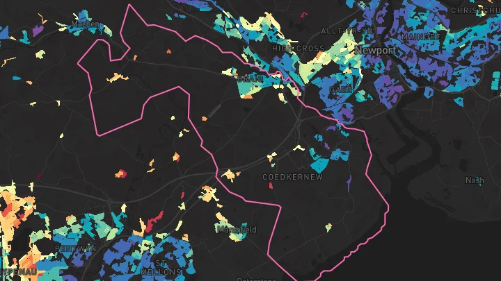 House price heatmap showing property values across Bassaleg