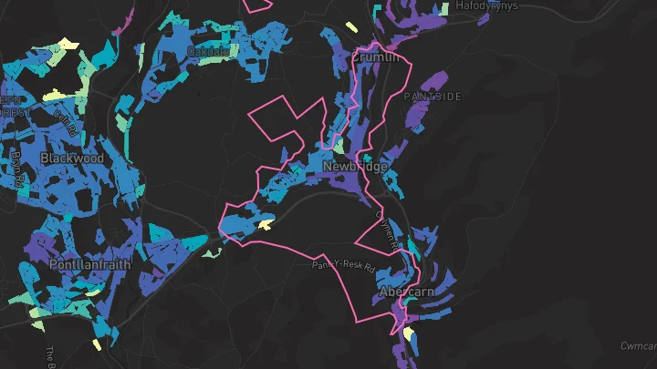 House price heatmap showing property values across Newbridge