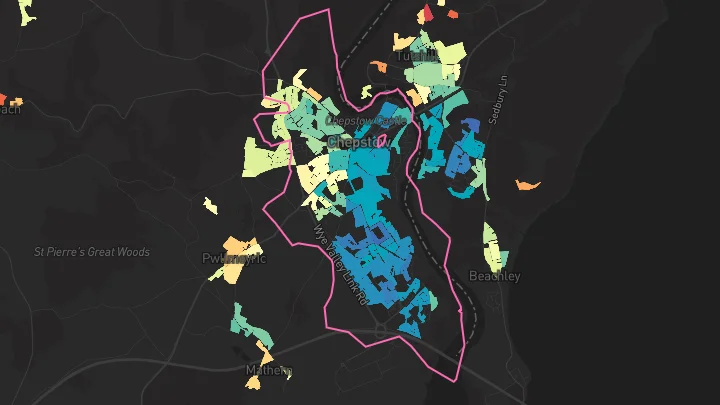 House price heatmap showing property values across Bulwark