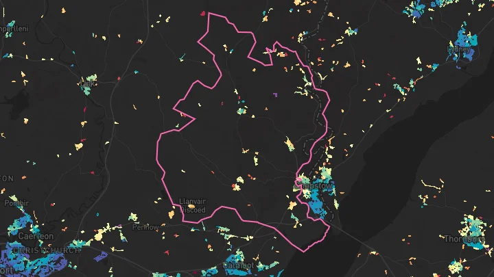 House price heatmap showing property values across Chepstow