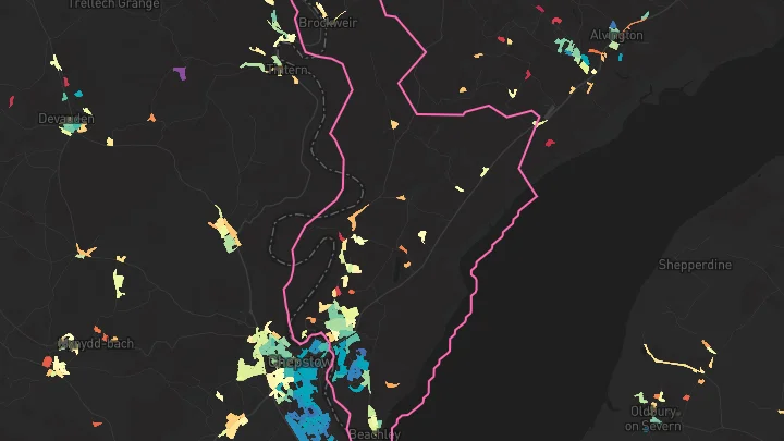 House price heatmap showing property values across Tutshill