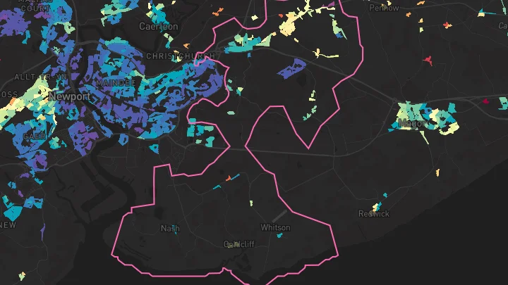 House price heatmap showing property values across Langstone