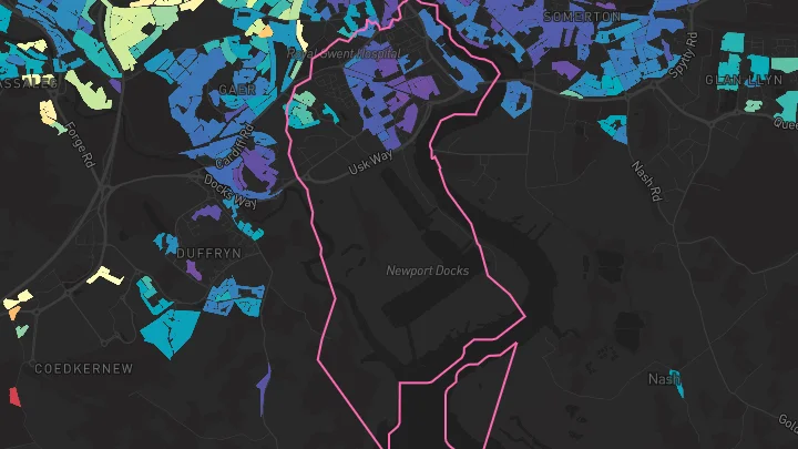 House price heatmap showing property values across Newport