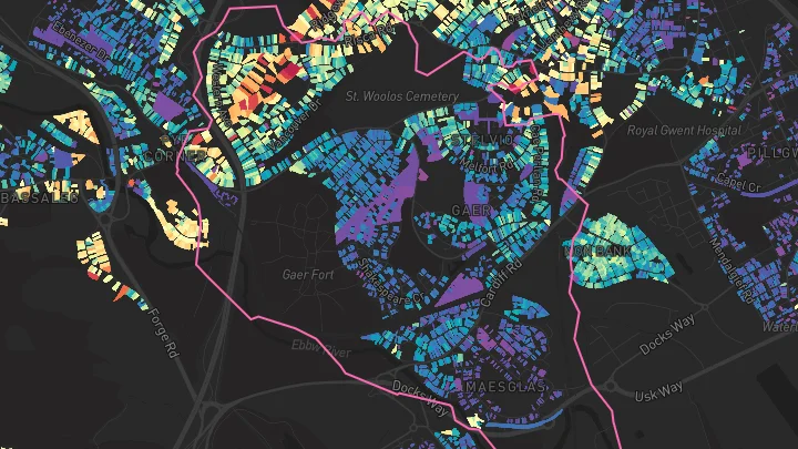 House price heatmap showing property values across Newport