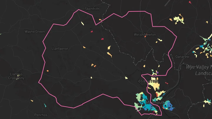 House price heatmap showing property values across Monmouth