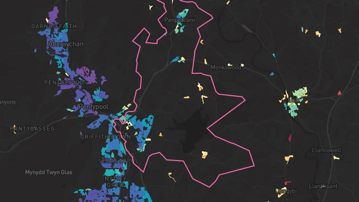 House price heatmap showing property values across New Inn