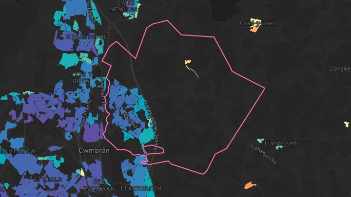 House price heatmap showing property values across Croesyceiliog