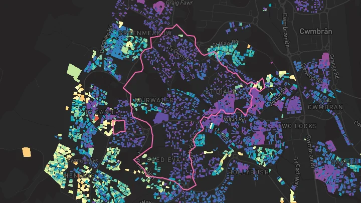 House price heatmap showing property values across Fairwater
