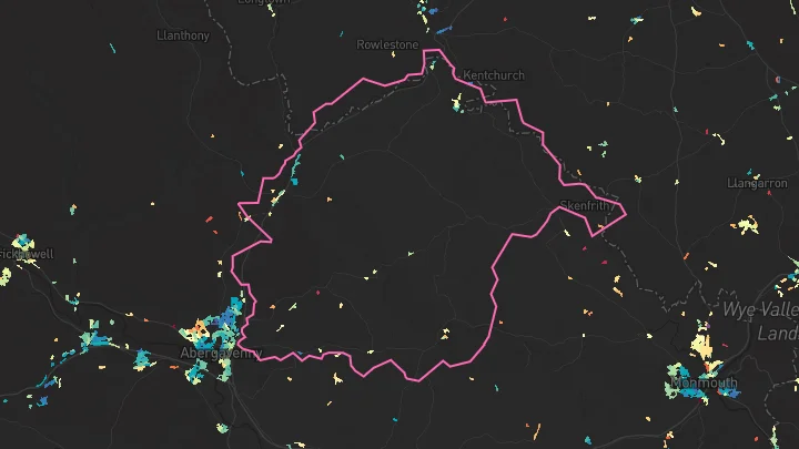 House price heatmap showing property values across Pandy