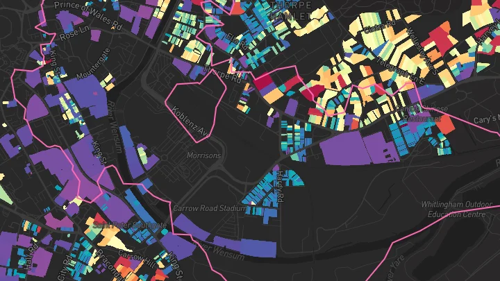 House price heatmap showing property values across Norwich