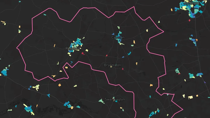 House price heatmap showing property values across Reepham