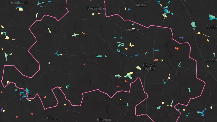 House price heatmap showing property values across Erpingham