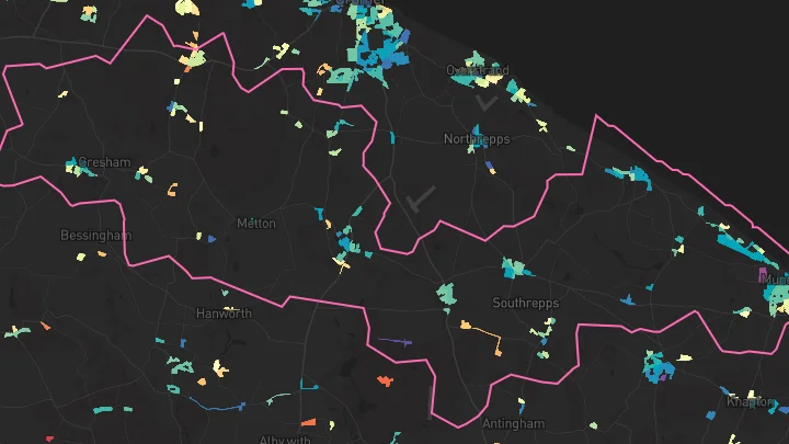 House price heatmap showing property values across Mundesley
