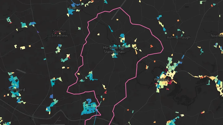 House price heatmap showing property values across Coltishall