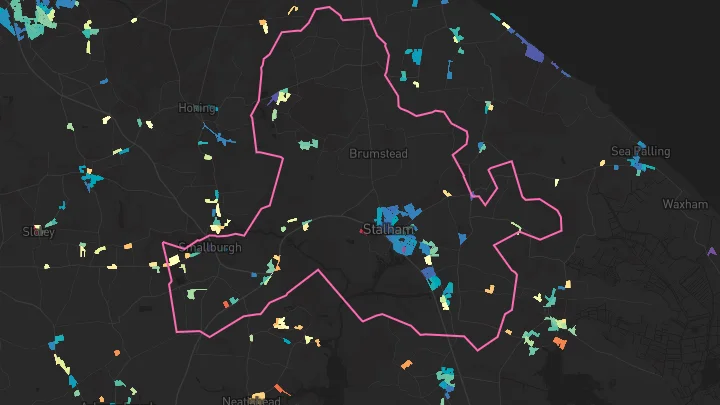 House price heatmap showing property values across Stalham