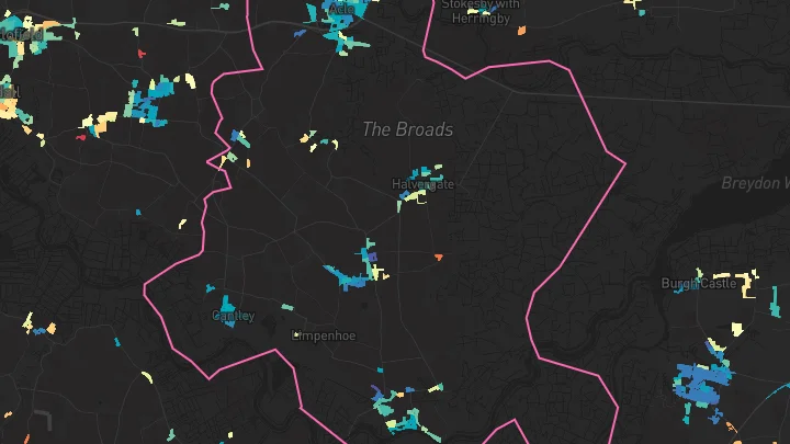 House price heatmap showing property values across Acle