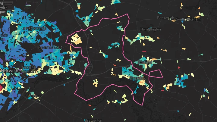 House price heatmap showing property values across Brundall