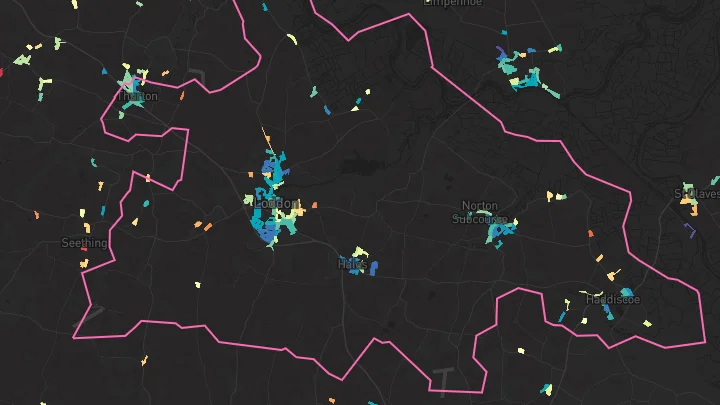 House price heatmap showing property values across Loddon