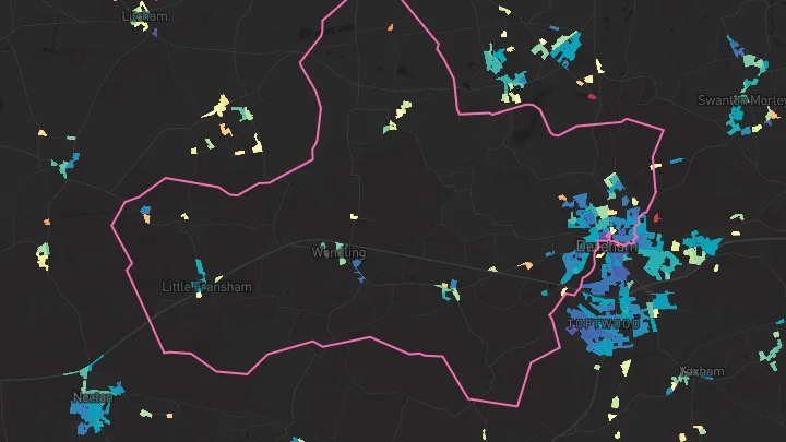 House price heatmap showing property values across Scarning