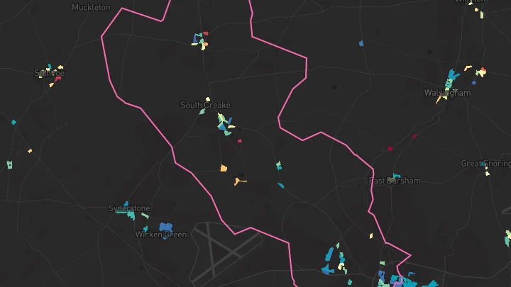 House price heatmap showing property values across Fakenham