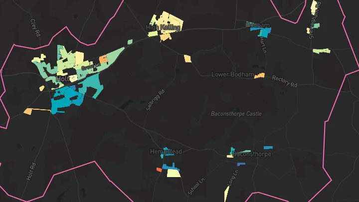 House price heatmap showing property values across Holt
