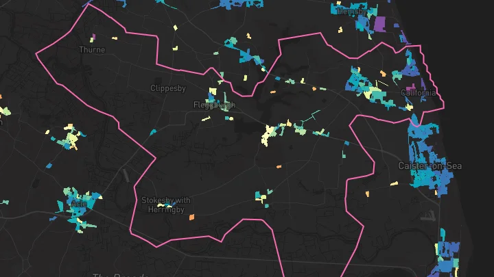 House price heatmap showing property values across Ormesby