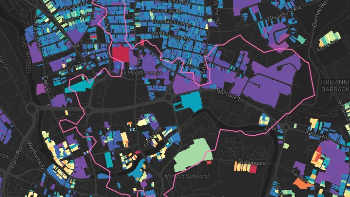 House price heatmap showing property values across Norwich