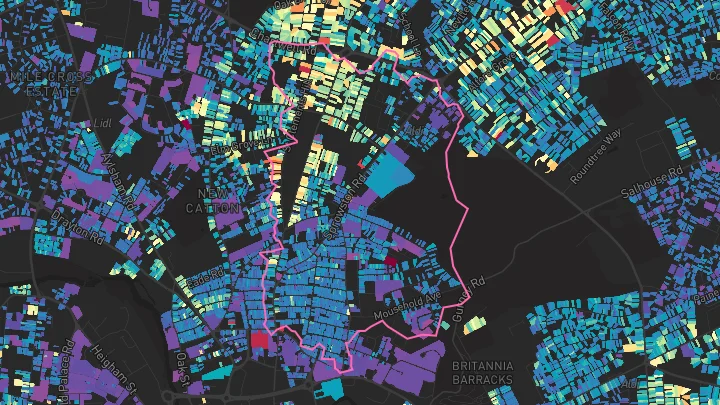 House price heatmap showing property values across Norwich