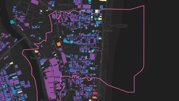 House price heatmap showing property values across Great Yarmouth