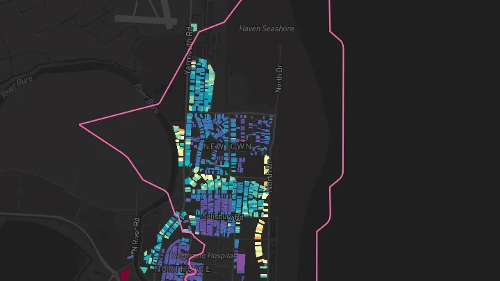 House price heatmap showing property values across Great Yarmouth