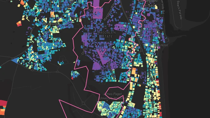 House price heatmap showing property values across Gorleston