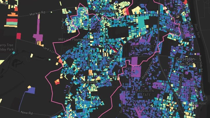 House price heatmap showing property values across Bradwell