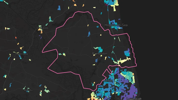House price heatmap showing property values across Corton