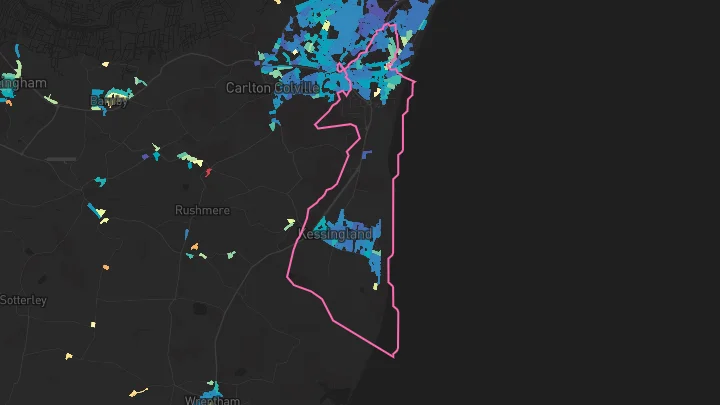 House price heatmap showing property values across Kessingland