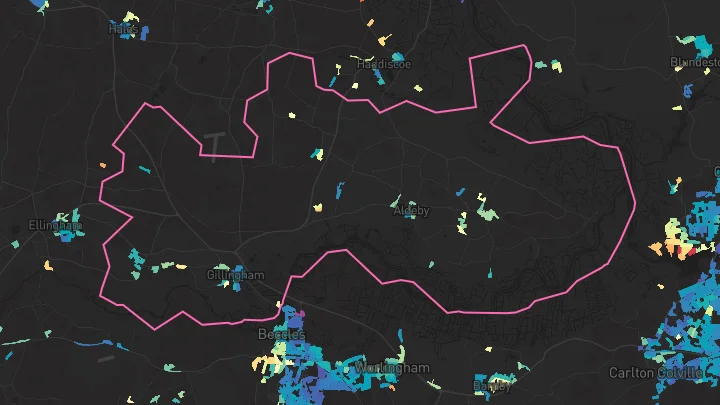 House price heatmap showing property values across Gillingham