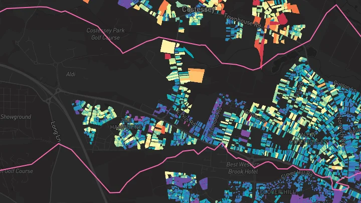 House price heatmap showing property values across Norwich