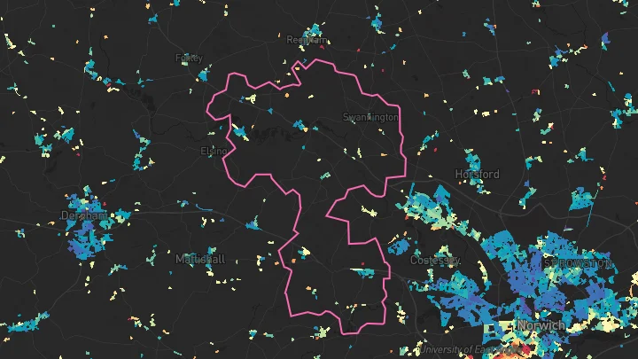 House price heatmap showing property values across Easton