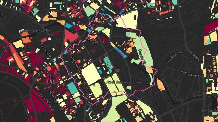 House price heatmap showing property values across Camden Road