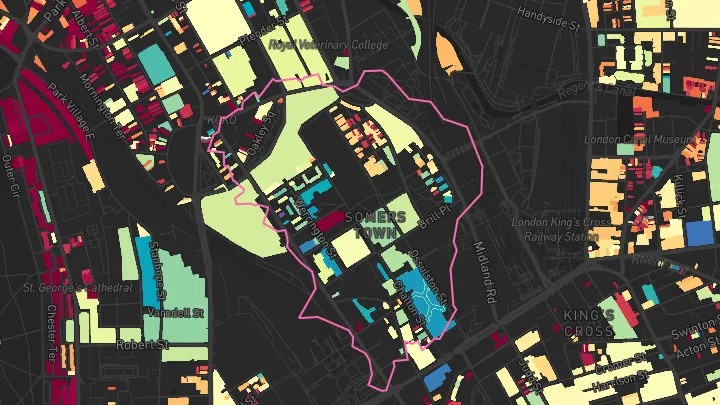 House price heatmap showing property values across Euston