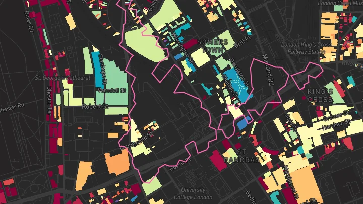 House price heatmap showing property values across Euston