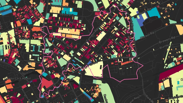 House price heatmap showing property values across Camden Road