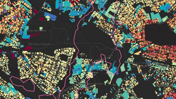 House price heatmap showing property values across Neasden