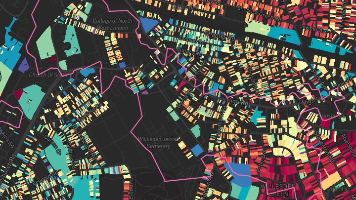 House price heatmap showing property values across Dollis Hill