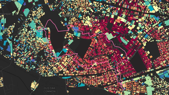 House price heatmap showing property values across Kensal Rise