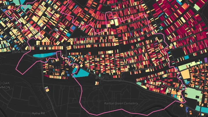 House price heatmap showing property values across Willesden Junction