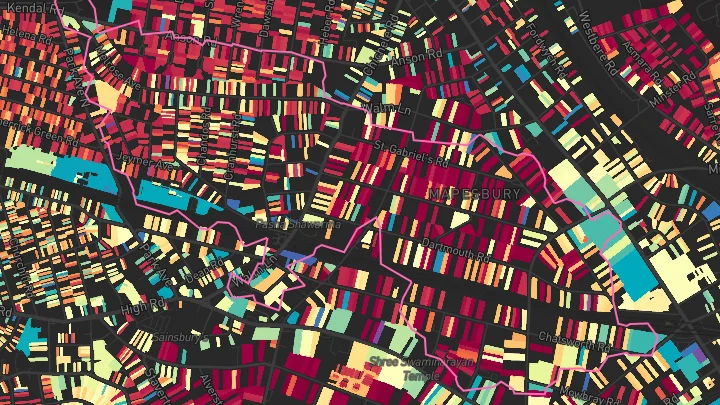 House price heatmap showing property values across Willesden Green