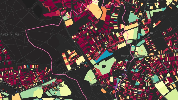 House price heatmap showing property values across Kentish Town