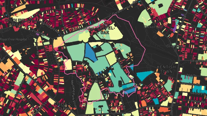 House price heatmap showing property values across Gospel Oak